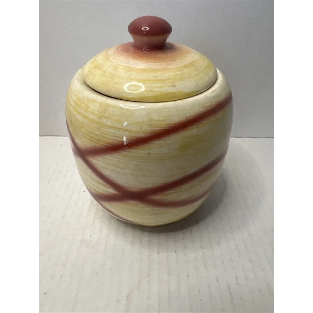 Modern by Hull Pottery Grease Jar 1950's-63 Oven Proof USA Plaidware